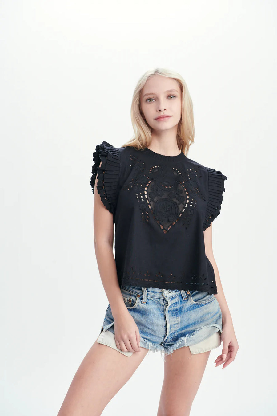 LOVE THE LABEL Berenice Eyelet Top in Color: 