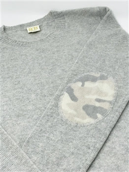 BOO GEMES Elbow Patch Sweater in Grey
