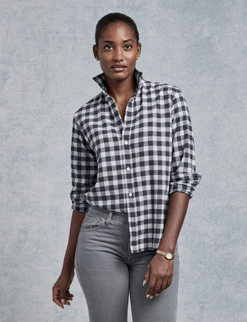 FRANK & EILEEN Frank Shirt in Washed Gray & Charcoal Check