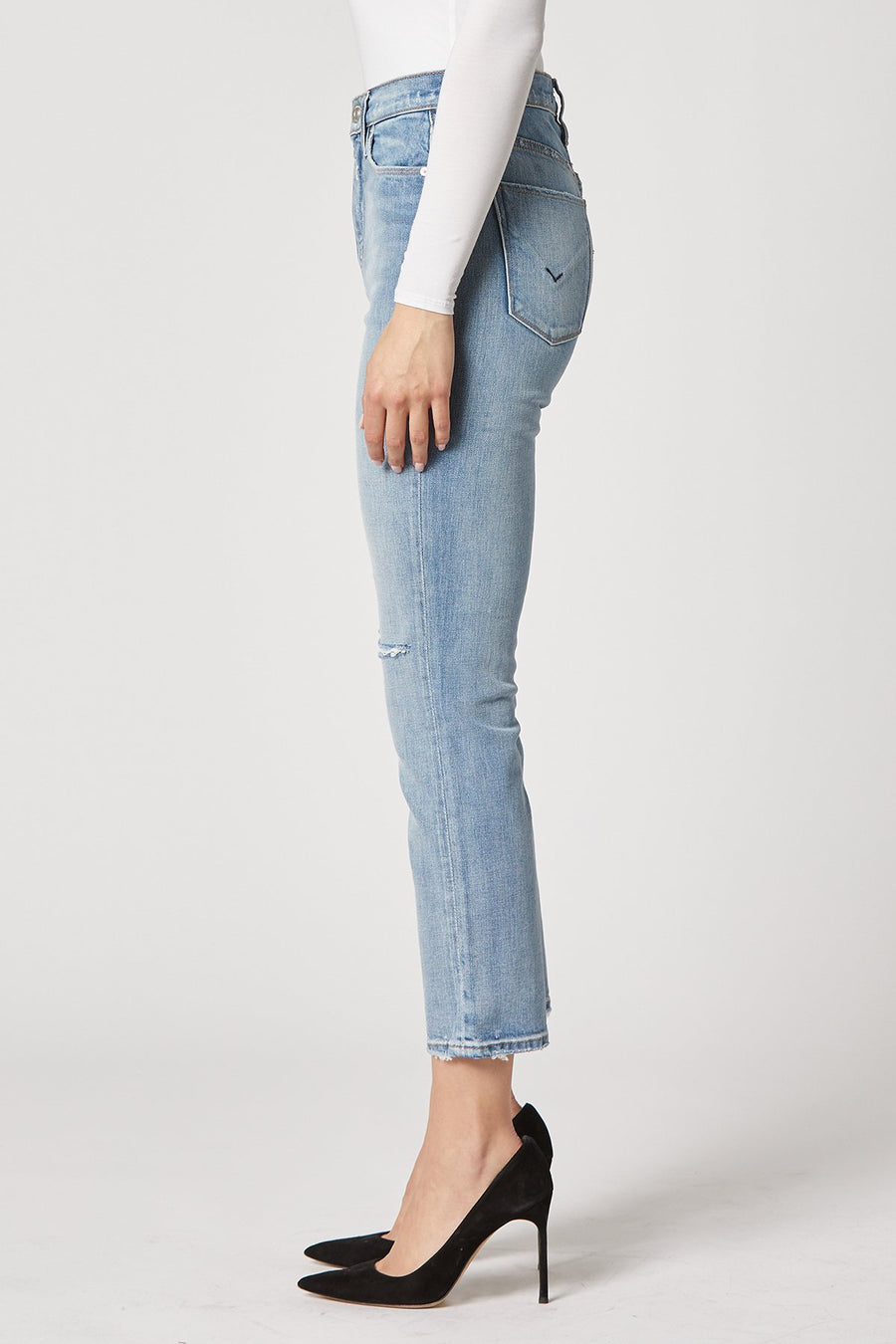HUDSON Holly High Rise Crop Straight in Destructed Wash Out