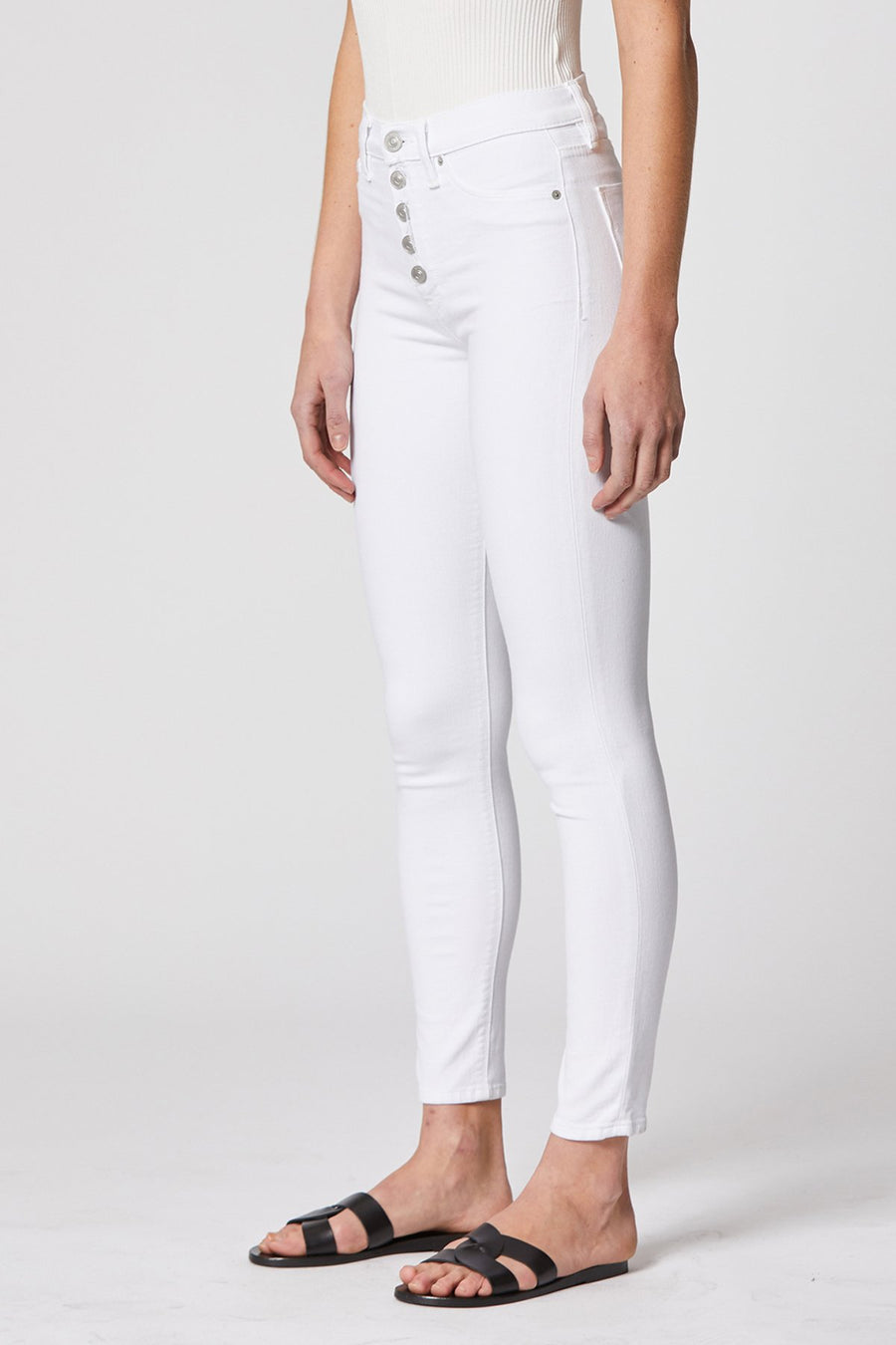 HUDSON JEANS Barbara High Rise with Button-Front in White