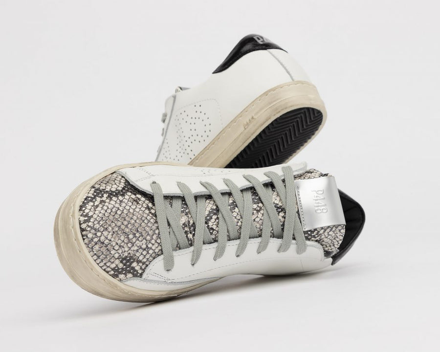 P448 John Sneaker in White/Silver Python