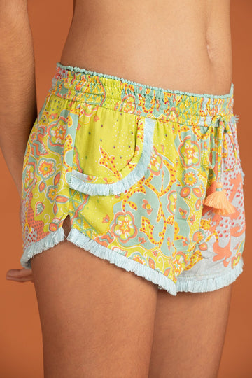 POUPETTE ST BARTH Lulu Boxer Short in Lime Peony