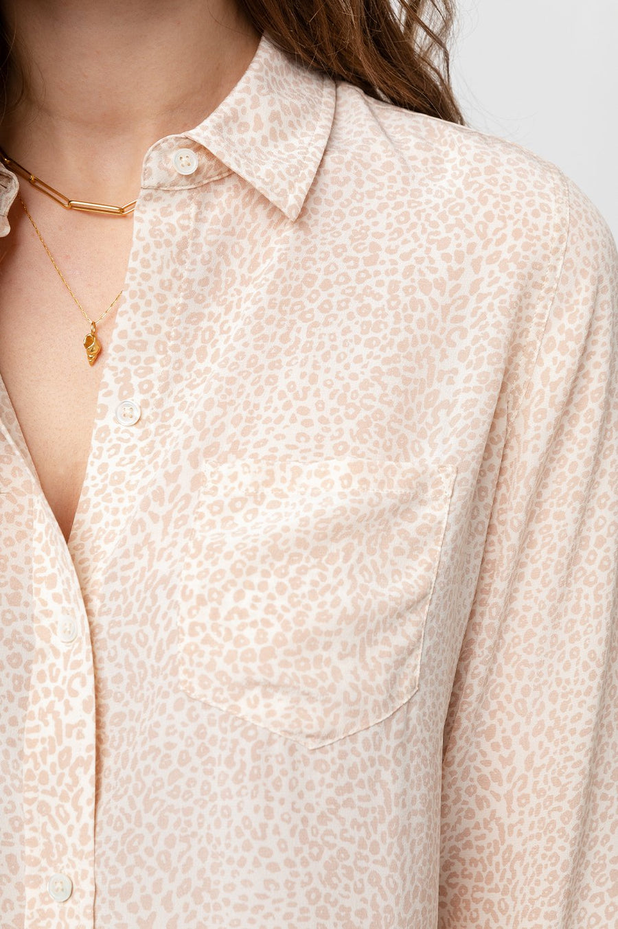 RAILS Kate Silk Shirt in White Mini Cheetah