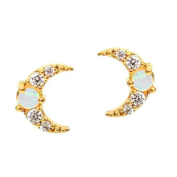 TAI Moon Studs with Opal Center